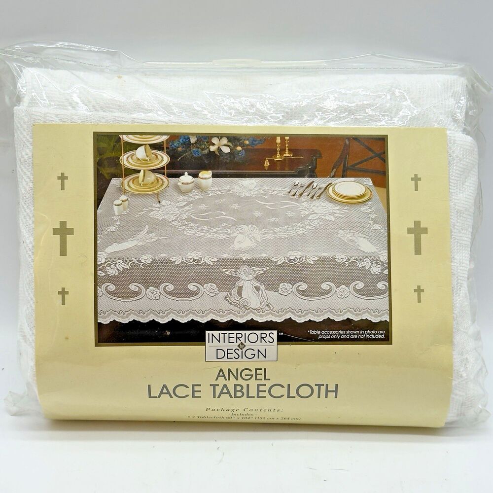 Interiors by Design Angel Lace Tablecloth White 60" X 104" Rectangular Holiday